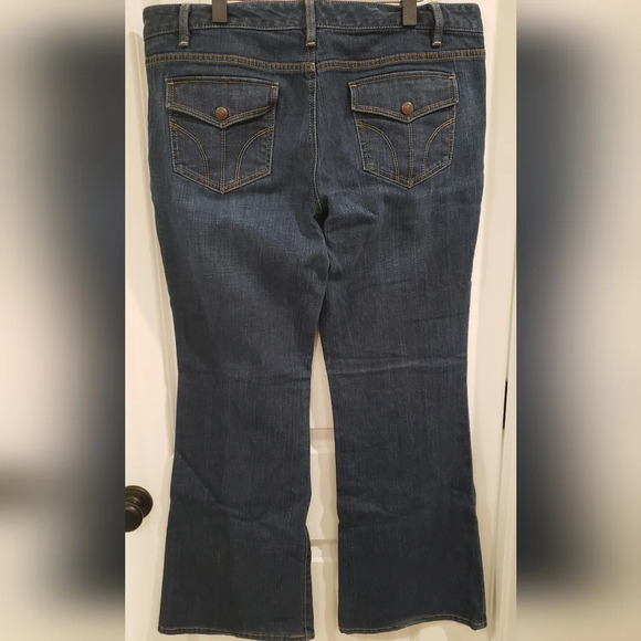 LOFT Modern Flare Jeans Women Size 14 blue denim - Picture 3 of 17